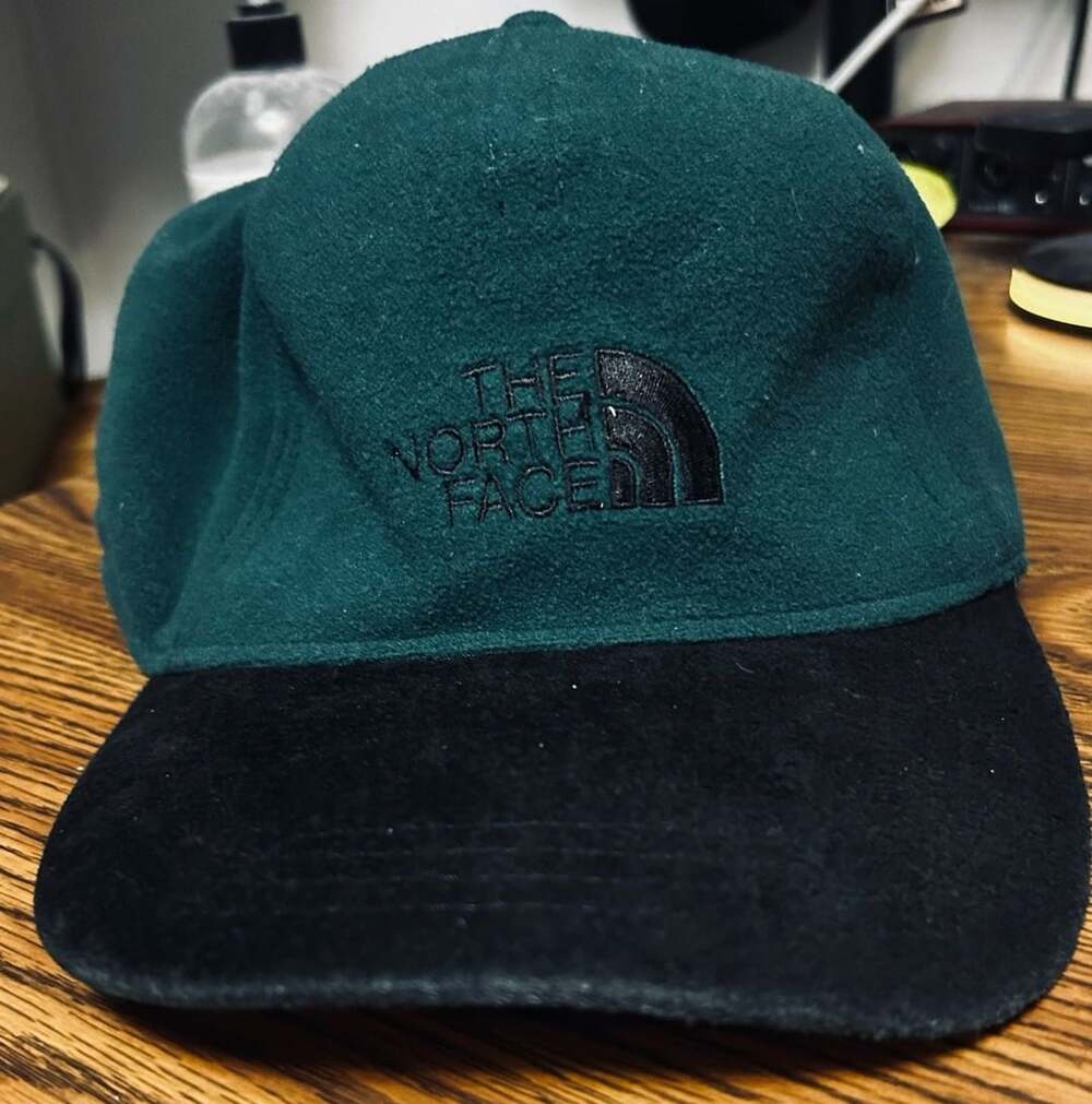 Vintage The North Face Fleece Ear Flap Hat Cap Green Black Medium Y2K Ski